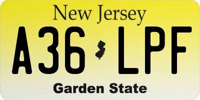 NJ license plate A36LPF