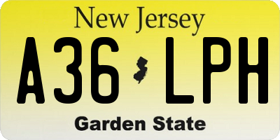NJ license plate A36LPH