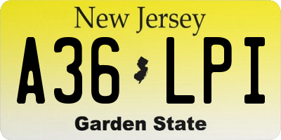 NJ license plate A36LPI