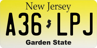 NJ license plate A36LPJ