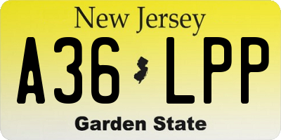 NJ license plate A36LPP