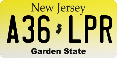 NJ license plate A36LPR