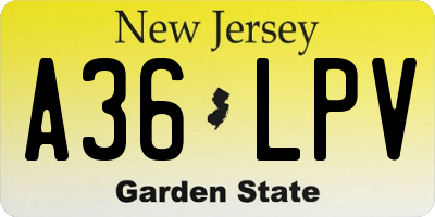 NJ license plate A36LPV