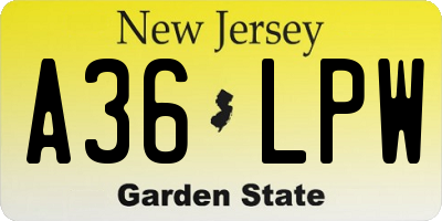 NJ license plate A36LPW