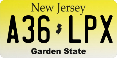 NJ license plate A36LPX