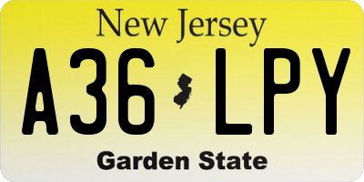 NJ license plate A36LPY