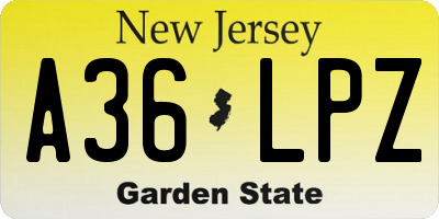NJ license plate A36LPZ