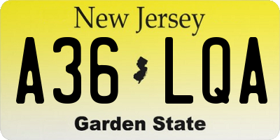 NJ license plate A36LQA