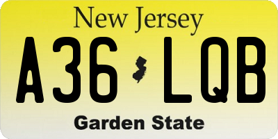 NJ license plate A36LQB