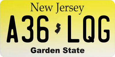 NJ license plate A36LQG