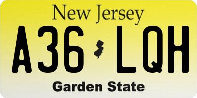 NJ license plate A36LQH