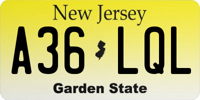 NJ license plate A36LQL