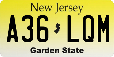 NJ license plate A36LQM