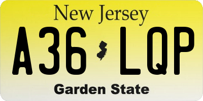 NJ license plate A36LQP