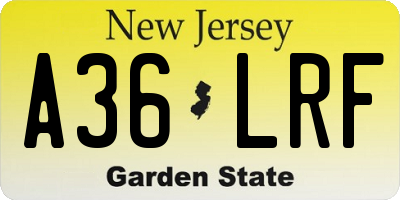 NJ license plate A36LRF