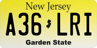 NJ license plate A36LRI