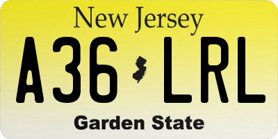 NJ license plate A36LRL