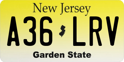NJ license plate A36LRV