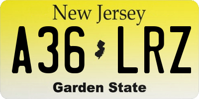 NJ license plate A36LRZ