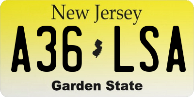 NJ license plate A36LSA