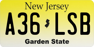 NJ license plate A36LSB