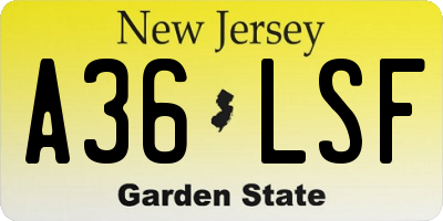 NJ license plate A36LSF