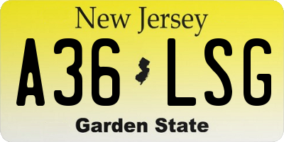 NJ license plate A36LSG