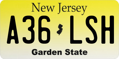 NJ license plate A36LSH