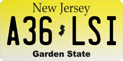 NJ license plate A36LSI