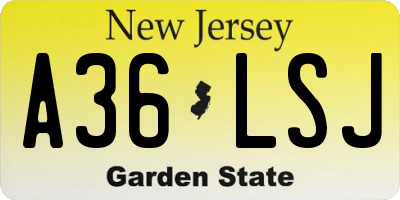 NJ license plate A36LSJ