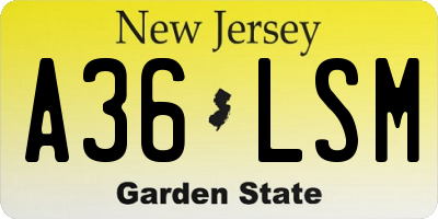NJ license plate A36LSM