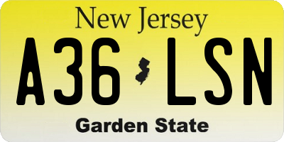 NJ license plate A36LSN