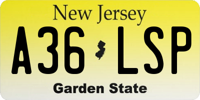 NJ license plate A36LSP