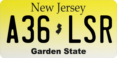 NJ license plate A36LSR