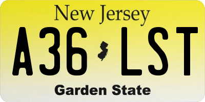 NJ license plate A36LST