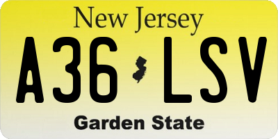NJ license plate A36LSV