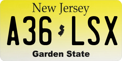 NJ license plate A36LSX