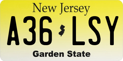 NJ license plate A36LSY