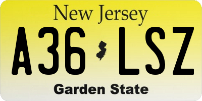 NJ license plate A36LSZ