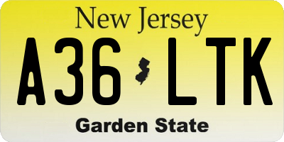 NJ license plate A36LTK