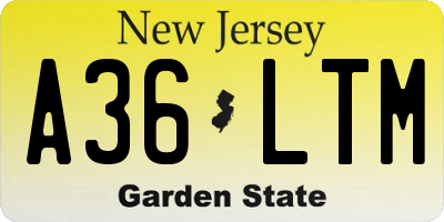NJ license plate A36LTM