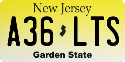 NJ license plate A36LTS