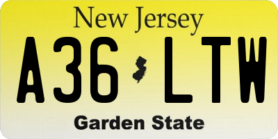 NJ license plate A36LTW