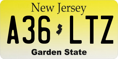 NJ license plate A36LTZ