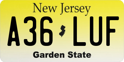 NJ license plate A36LUF