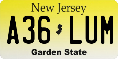 NJ license plate A36LUM