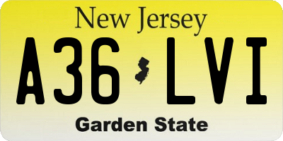 NJ license plate A36LVI