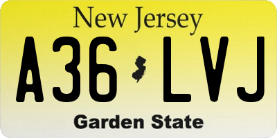NJ license plate A36LVJ
