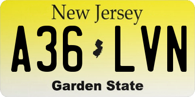 NJ license plate A36LVN