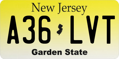 NJ license plate A36LVT